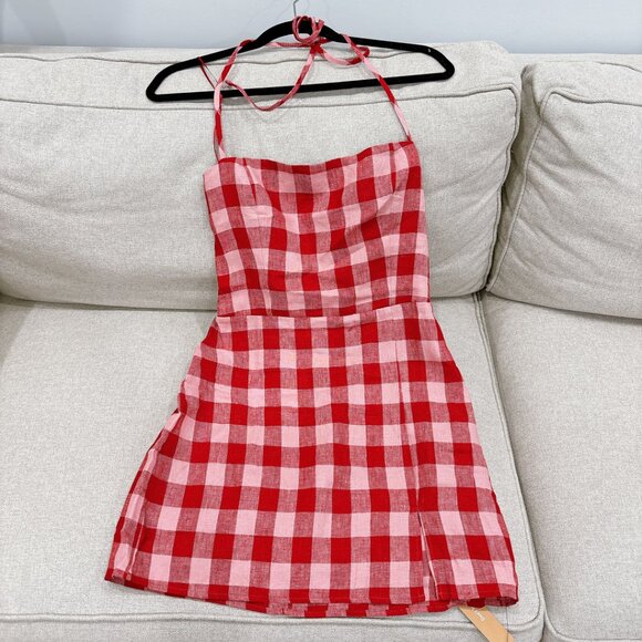 Reformation Red and Pink Checkered Dress - Picture 3 of 9